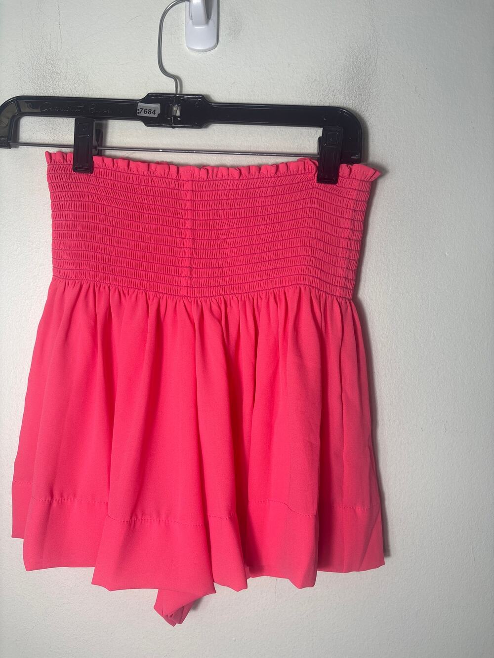 Koch Salmon Pink Smocked Waist Flowy Mini Skirt Sz XS